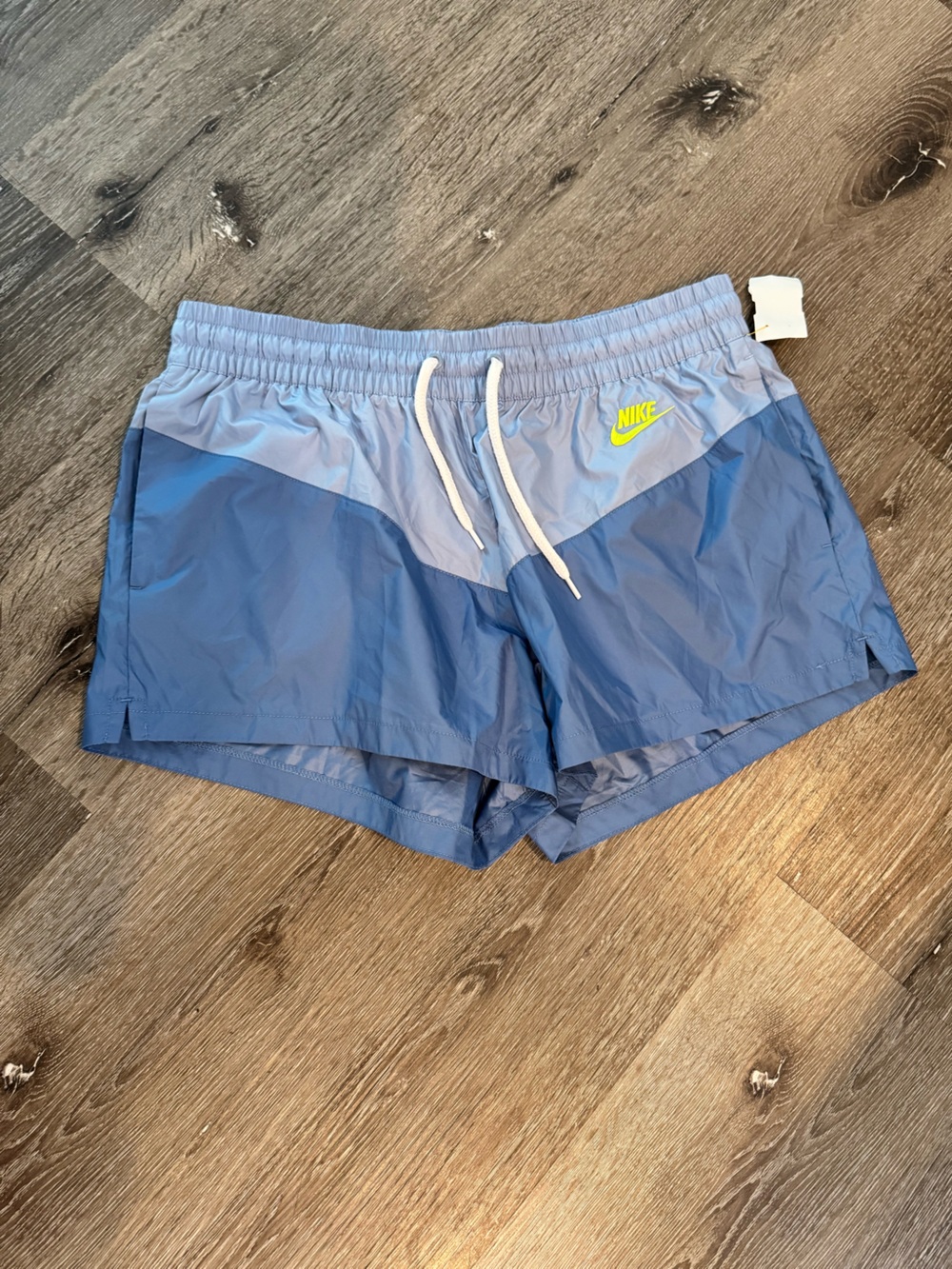 Nike Woven Running Shorts Women’s Large Blue Colorblock Lined Athletic